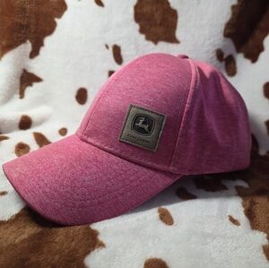 John Deere Hot Pink Heather Snapback Hat With Leather Patch Womens Tractor Farm